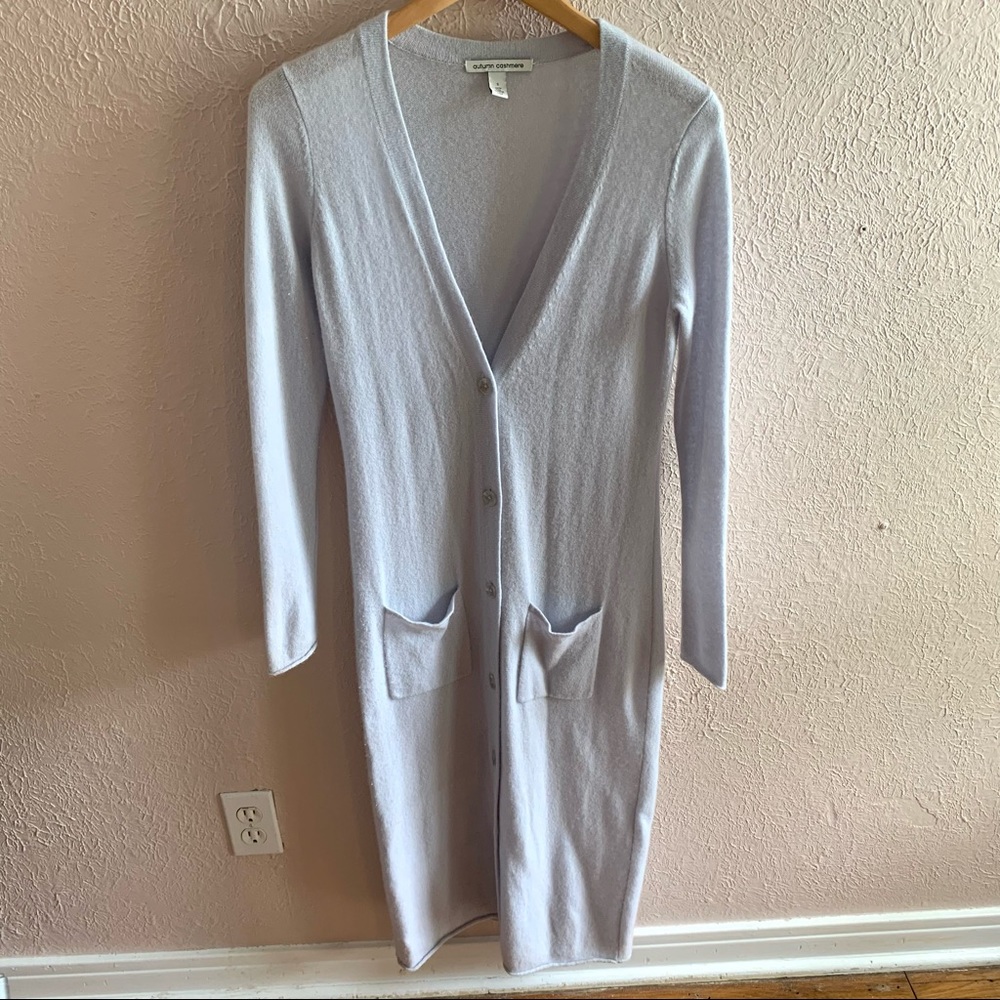 100% Cashmere Long Button Down Duster Cardigan Ba… - image 1